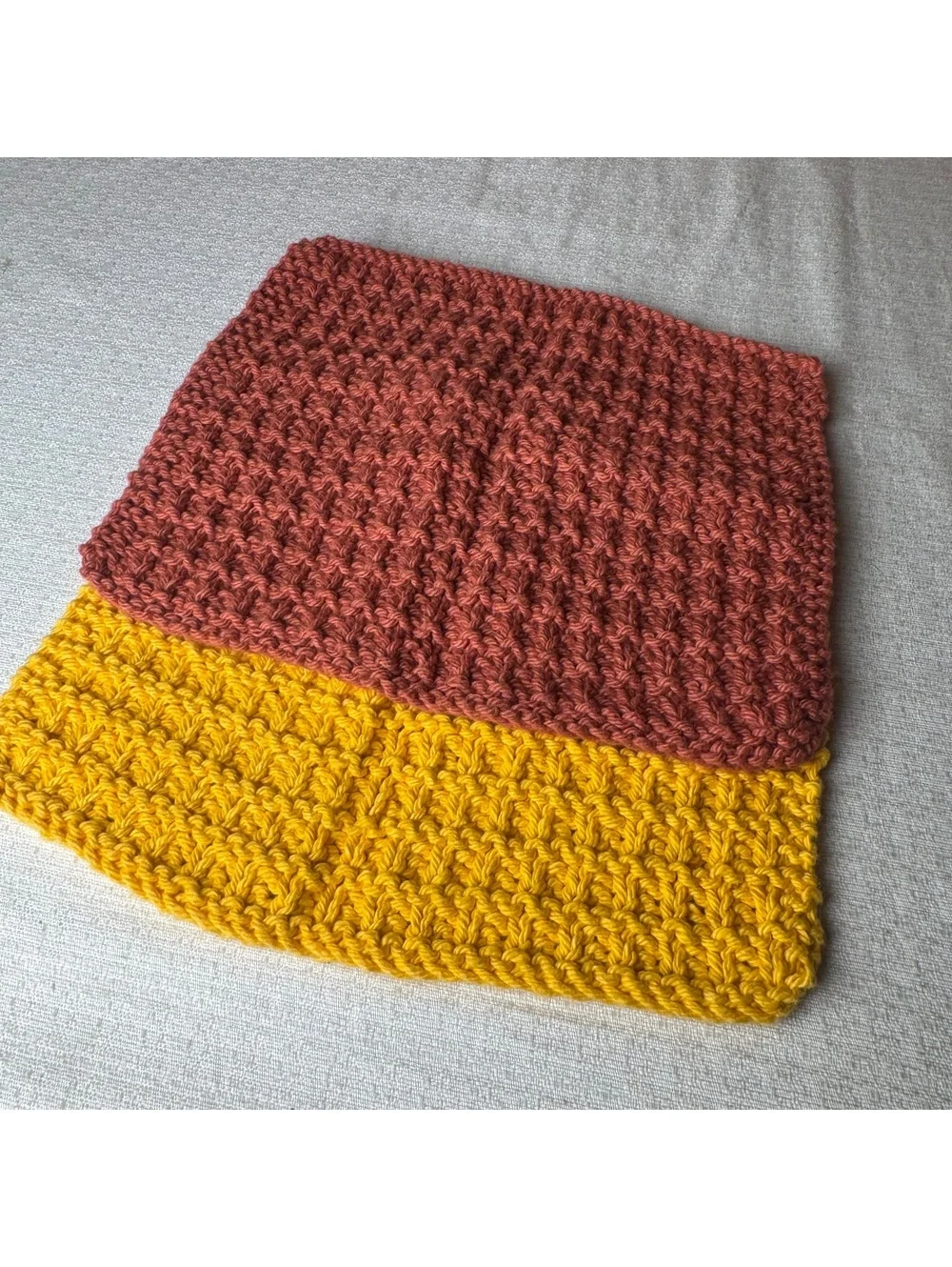 Crochet Dishcloth Set of 2 Handmade Style Cotton Kitchen Washcloths Mustard Rust